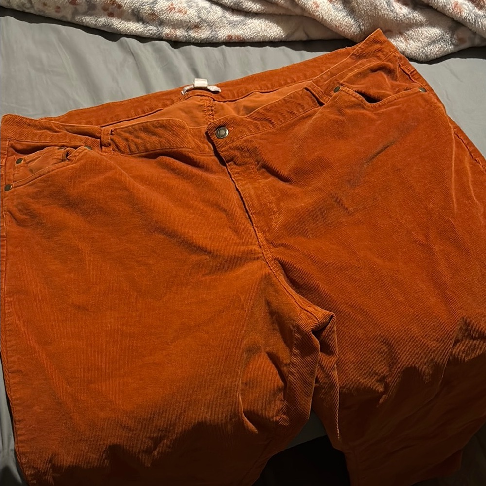 Woman Within Orange Corduroy Straight Leg Jeans